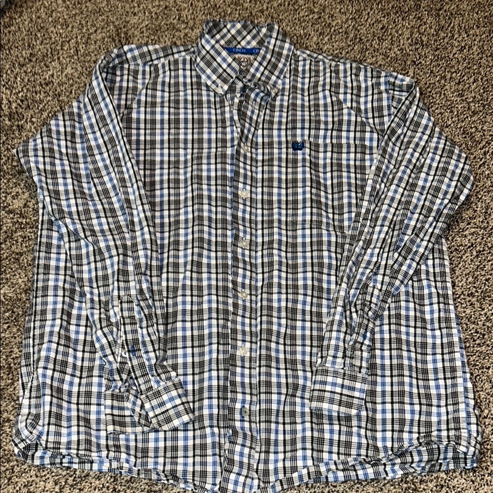 Men's Cinch Blue Plaid Button Down